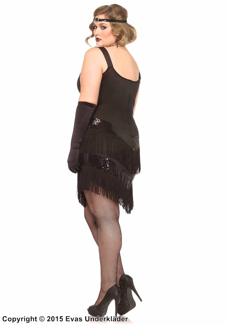 20s Flapper, Kostüm-Kleid, Fransen, Pailletten, Plus Size